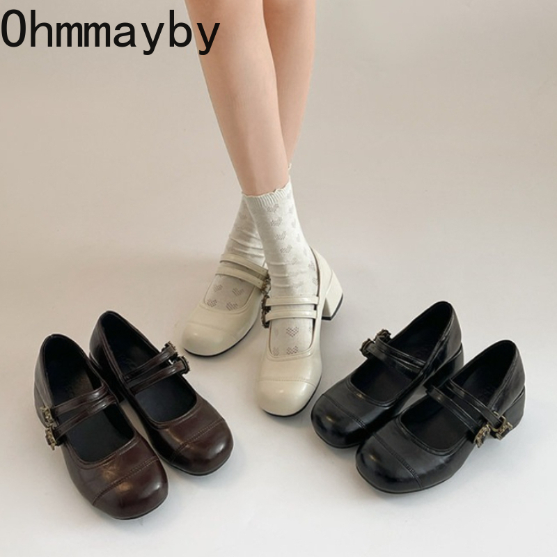 Vintage Fashion Online - Damskie buty Mary Jane na grubym